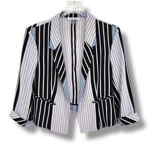 Nygard blazer jacket women's M open front striped cropped career office nautical